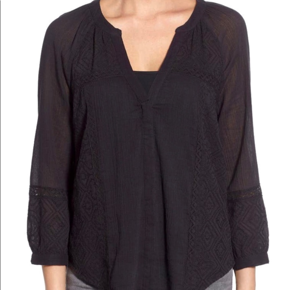 NWT Paige Denim Deandra Black Top